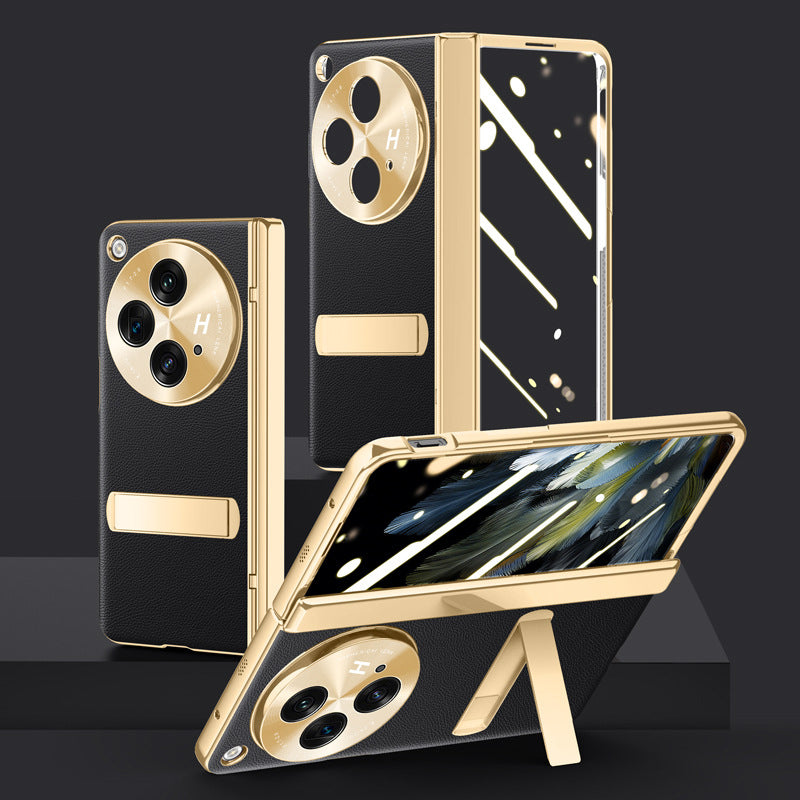 Electroplated kickstand All-Inclusive Hinge Leather Case