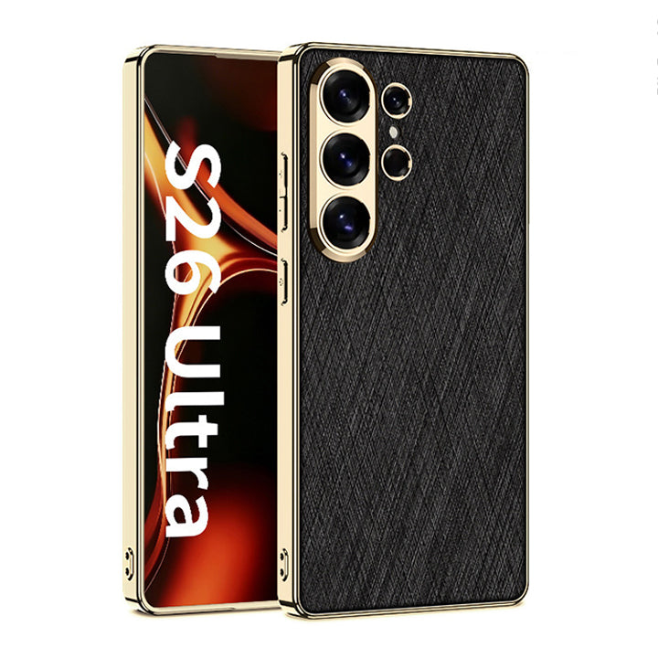 Luxurious Gold Filigree Silver Brocade Holder Leather Case