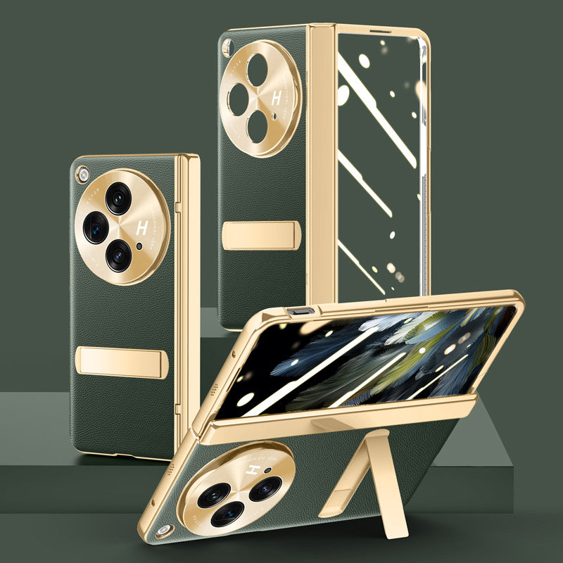 Electroplated kickstand All-Inclusive Hinge Leather Case