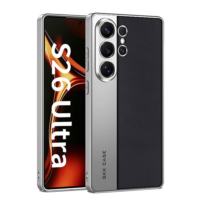 Cool Electroplated Leather Spliced Case