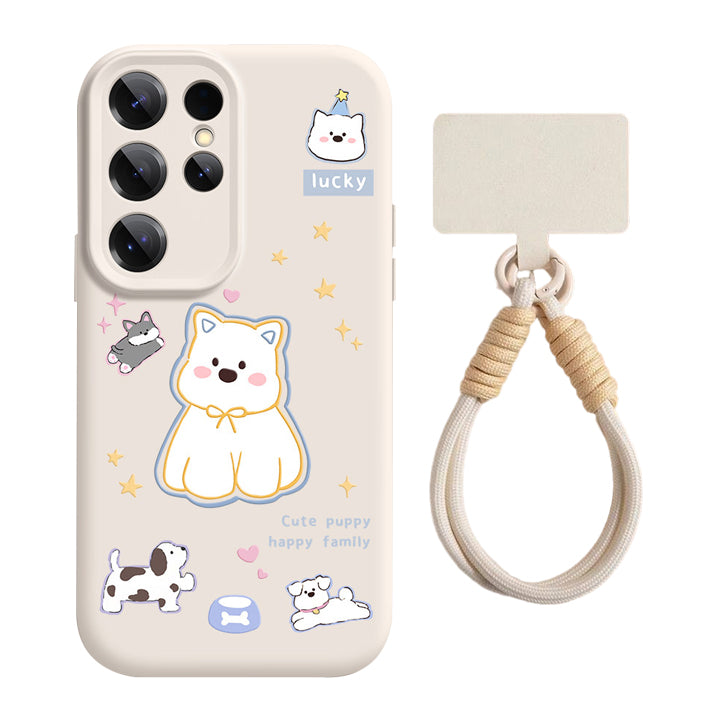 Cute Westie Liquid Silicone Lanyard Case with Bracket