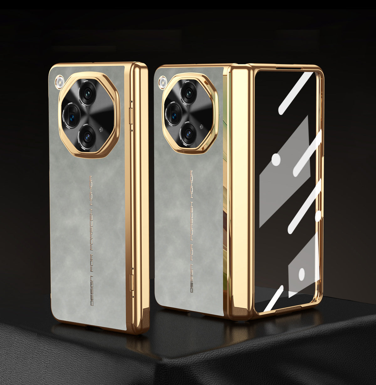 Electroplated Gold Edge Leather Case