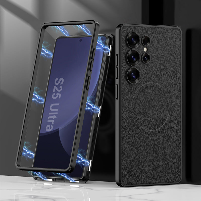 Skin-Feeling Magnetic Frame Leather Case with MagSafe