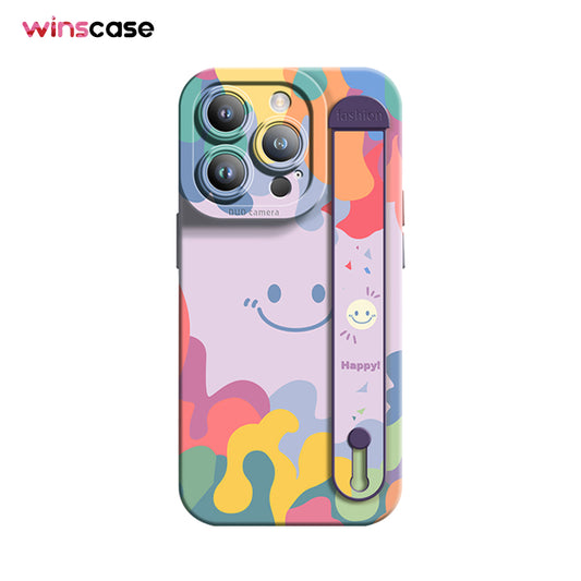 iPhone Series | Smiley Watercolor Liquid Silicone Wristband Phone Case