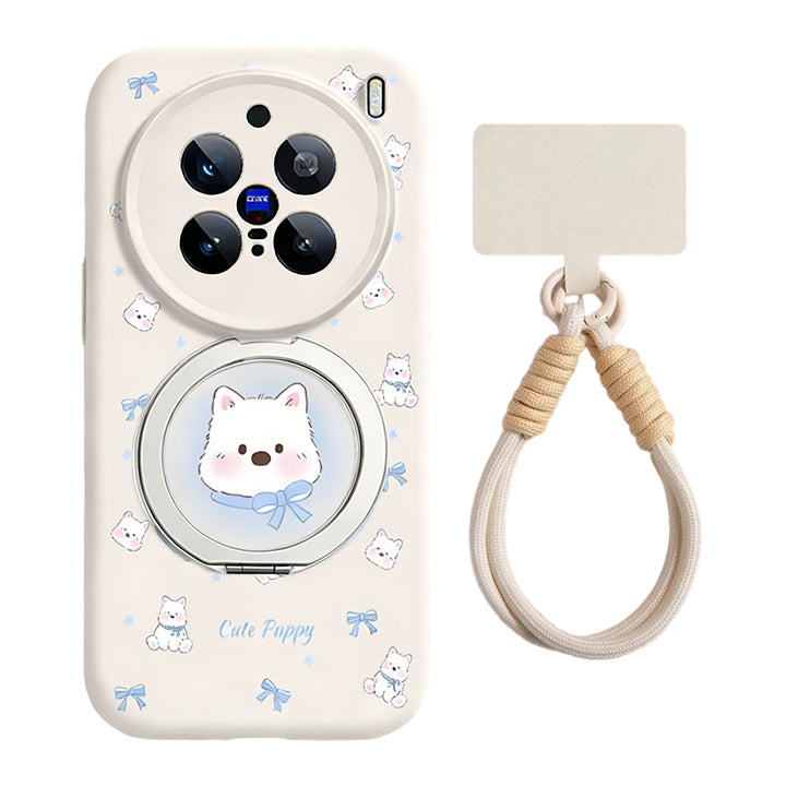 Cute Westie Liquid Silicone Lanyard Case with Bracket