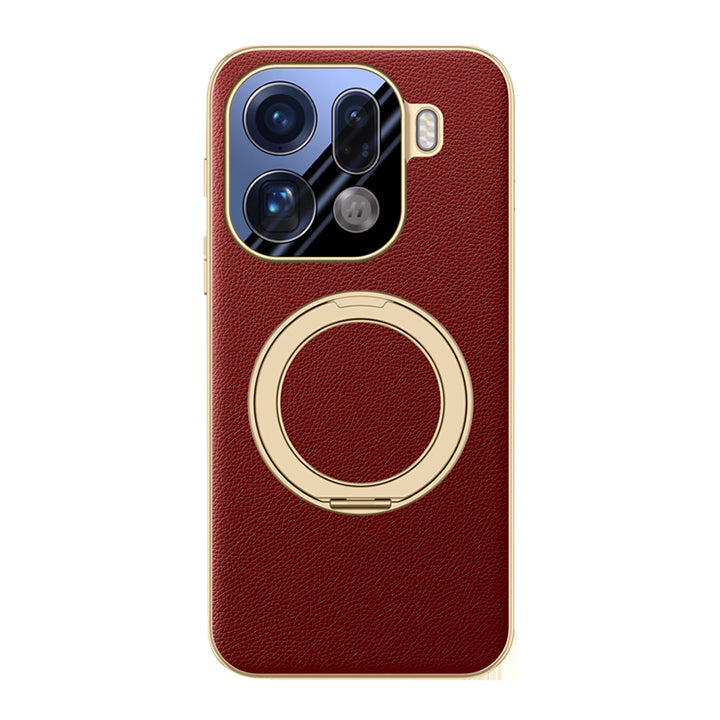 Rotating Ring Leather Case with MagSafe
