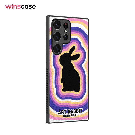 Samsung Series | Y2K Rainbow Bunny Leather Phone Case