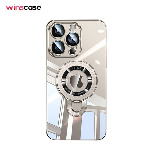 iPhone MagSafe Series | Transparent Electroplated Rotating Stand Mobile Phone Case
