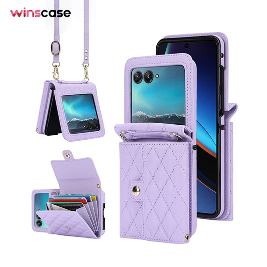 Motorola Series | Rhombus Pattern Wallet Phone Case [gift Lanyard]