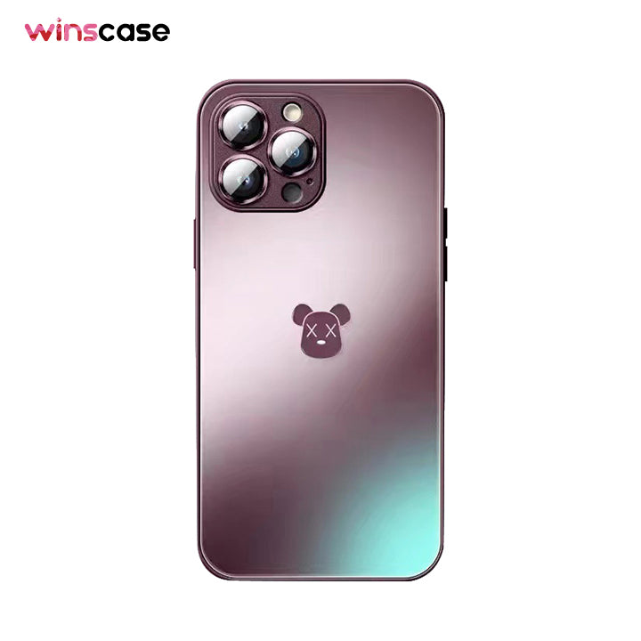 iPhone Series | Bear Print Frosted Glass Phone Case