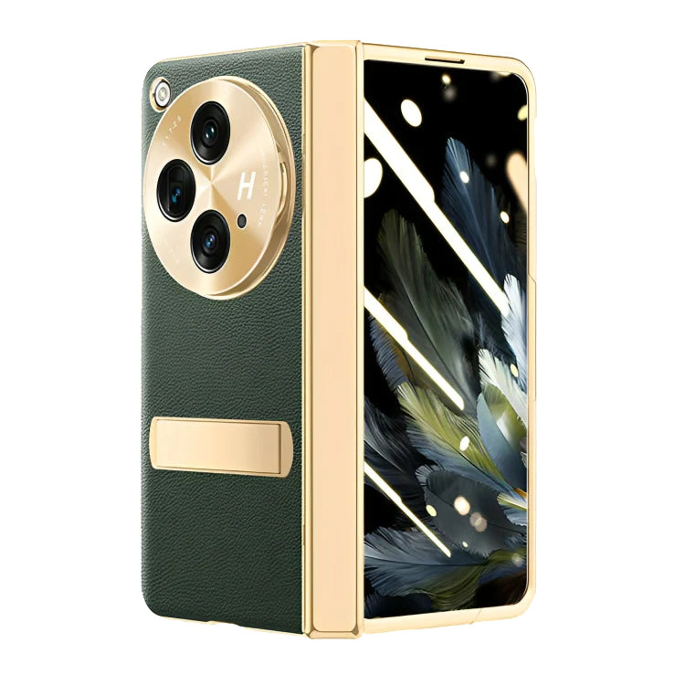 Electroplated kickstand All-Inclusive Hinge Leather Case