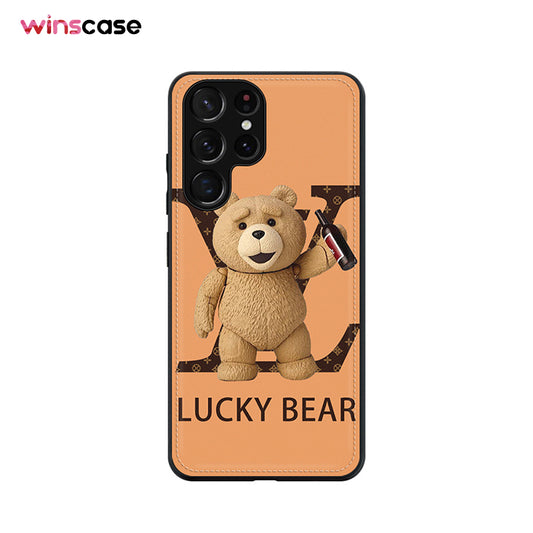 Samsung Series | Drinking Bear  Leather Printed Phone Case[Free lanyard]