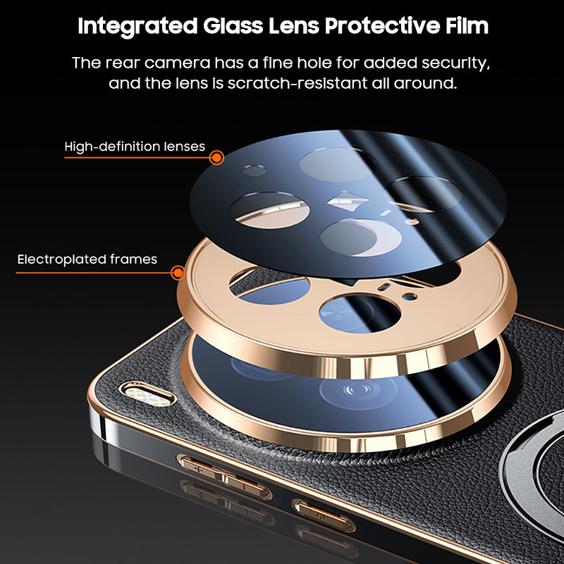 Rotating Ring Leather Case with MagSafe