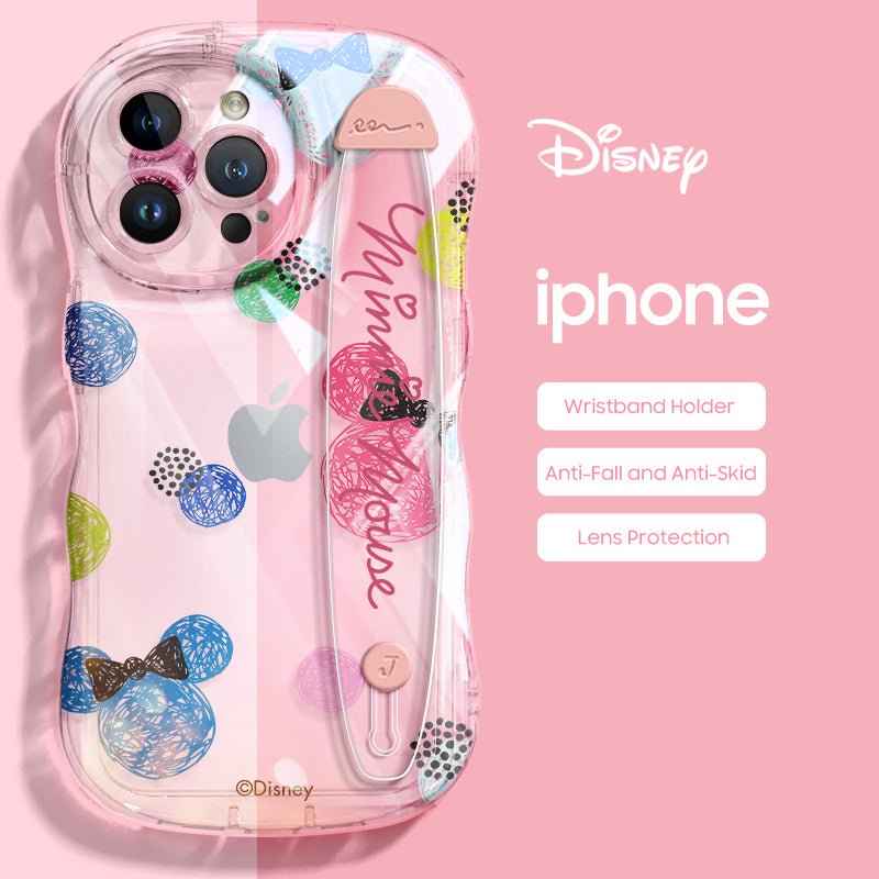 iPhone Series | Cartoon Disney Design Anti-fall Soft Silicone Transparent Wristband Phone Case