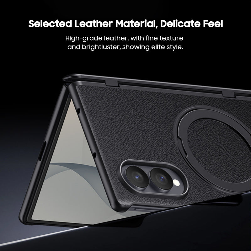 Premium Leather Cover with Magnetic Ring Kickstand