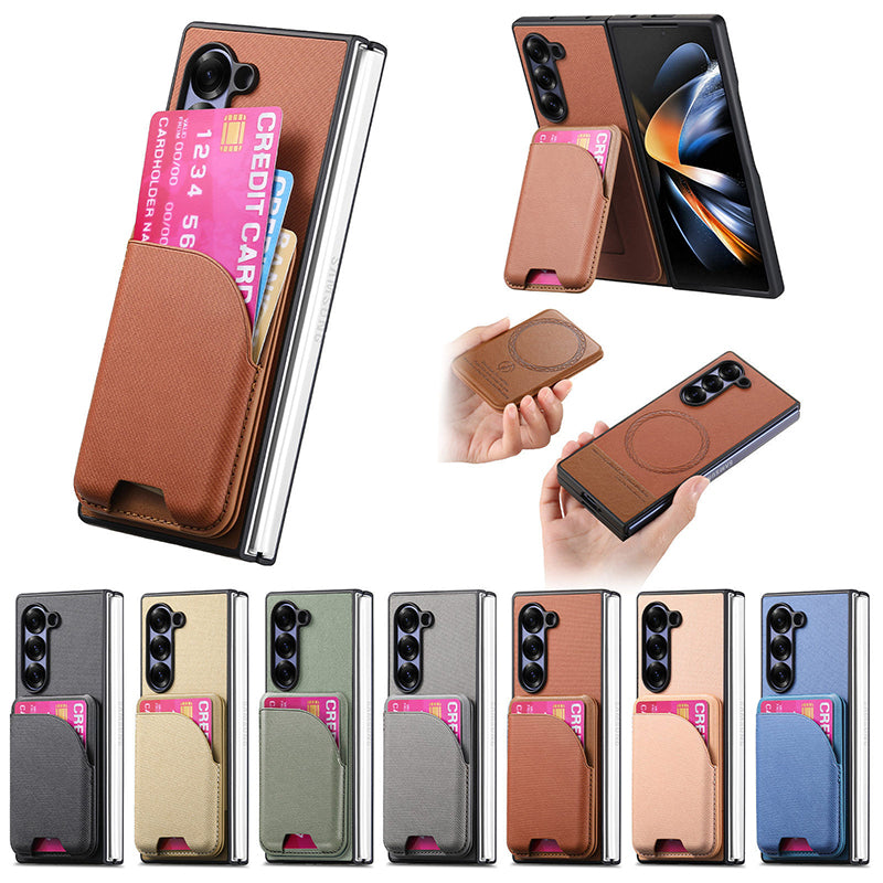 Samsung Galaxy Z Fold Series | Magnetic Card Holder Folding Leather Case