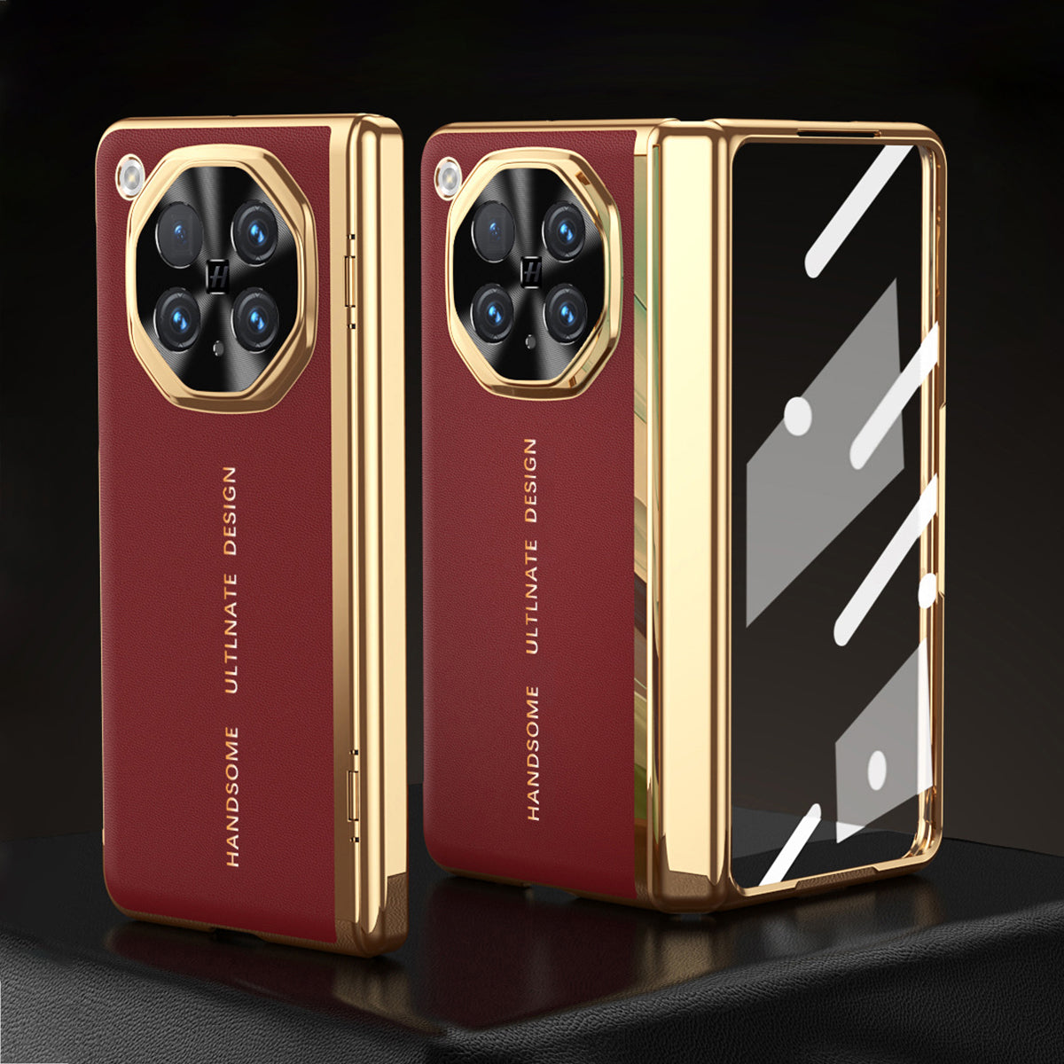 Electroplated Gold Edge Leather Case