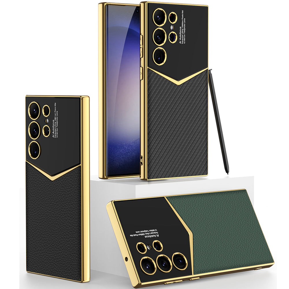 Serie Samsung | Funda de teléfono de cuero galvanizado de lujo