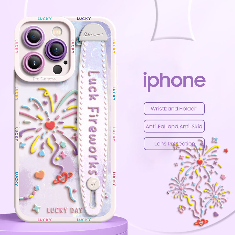 iPhone Series | “Fireworks”  Liquid Silicone Wristband Phone Case