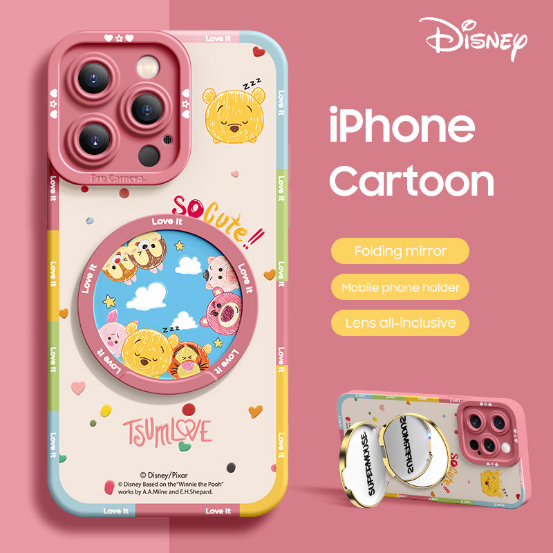 iPhone Mirror Bracket Series |"Disney” Cartoon Silicone Liquid Phone Case