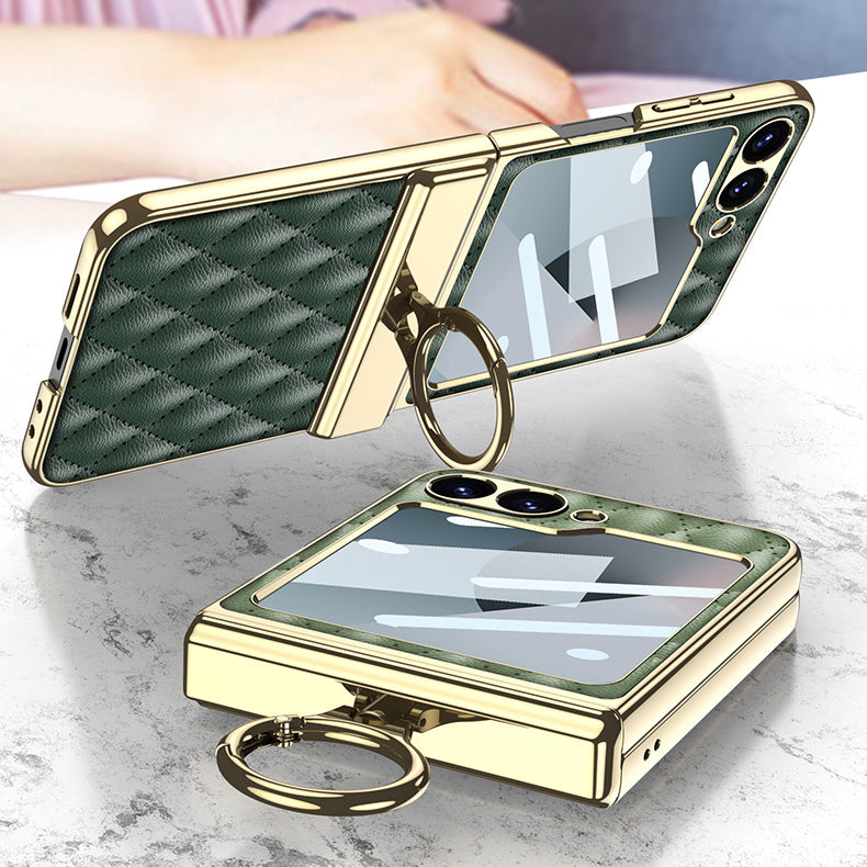 Serie Samsung | Funda para teléfono móvil con anillo de diamante galvanizado serie Galaxy Z Flip