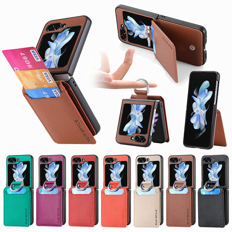 Samsung Galaxy Z Flip Series | Card Holder Folding Leather Case