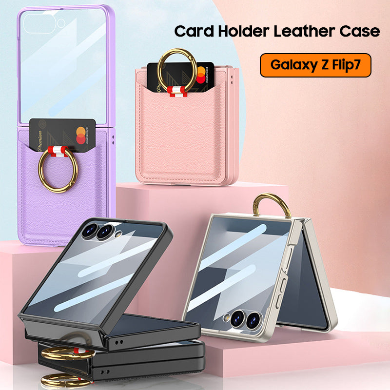 Card Holder Leather Case with Ring Holder