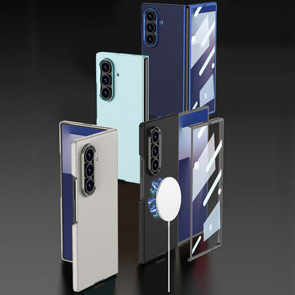 Electroplated Gold-Edged Leather Case with MagSafe