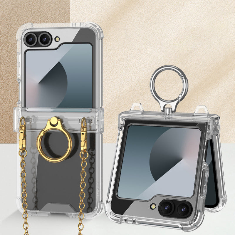 Samsung Galaxy Z Flip Series | Cross-Body Chain Transparent Mobile Phone Case