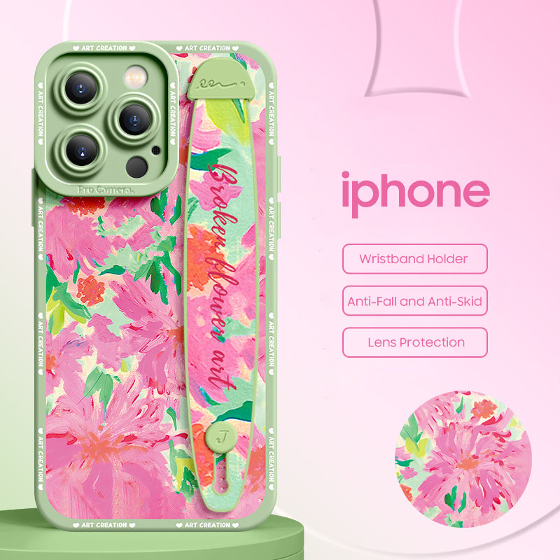 iPhone Series | “Flower Series”  Liquid Silicone Wristband Phone Case