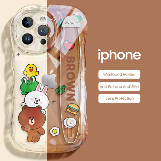 iPhone Series | LINE FRIENDS Design Anti-fall Soft Silicone Transparent Wristband Phone Case