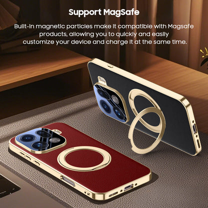 Rotating Ring Leather Case with MagSafe