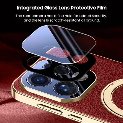 Rotating Ring Leather Case with MagSafe