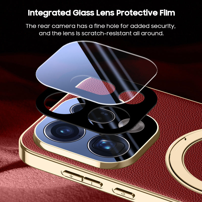 Rotating Ring Leather Case with MagSafe