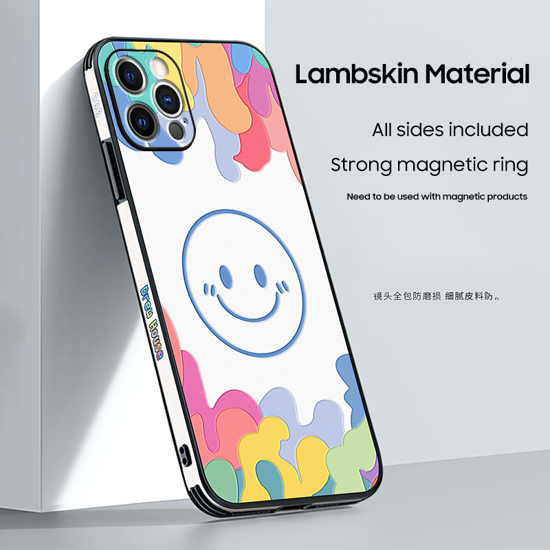 iPhone MagSafe Series | "Watercolor Smiley Face" Leather Phone Case