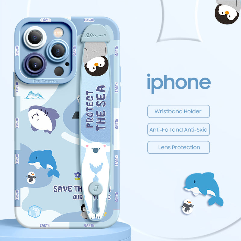 iPhone Series | “Cute Animals”  Liquid Silicone Wristband Phone Case