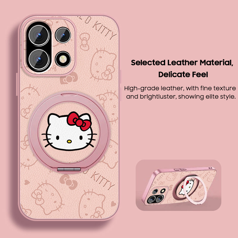 Rotating Ring Leather Case with Lanyard