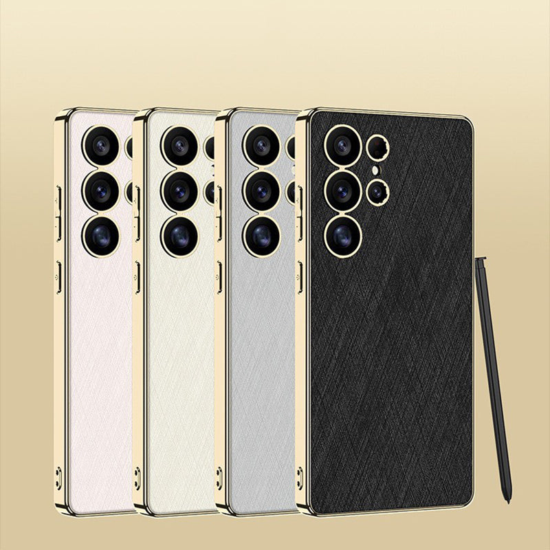 Samsung Series | Luxurious Gold and Silver Brocade Leather Case