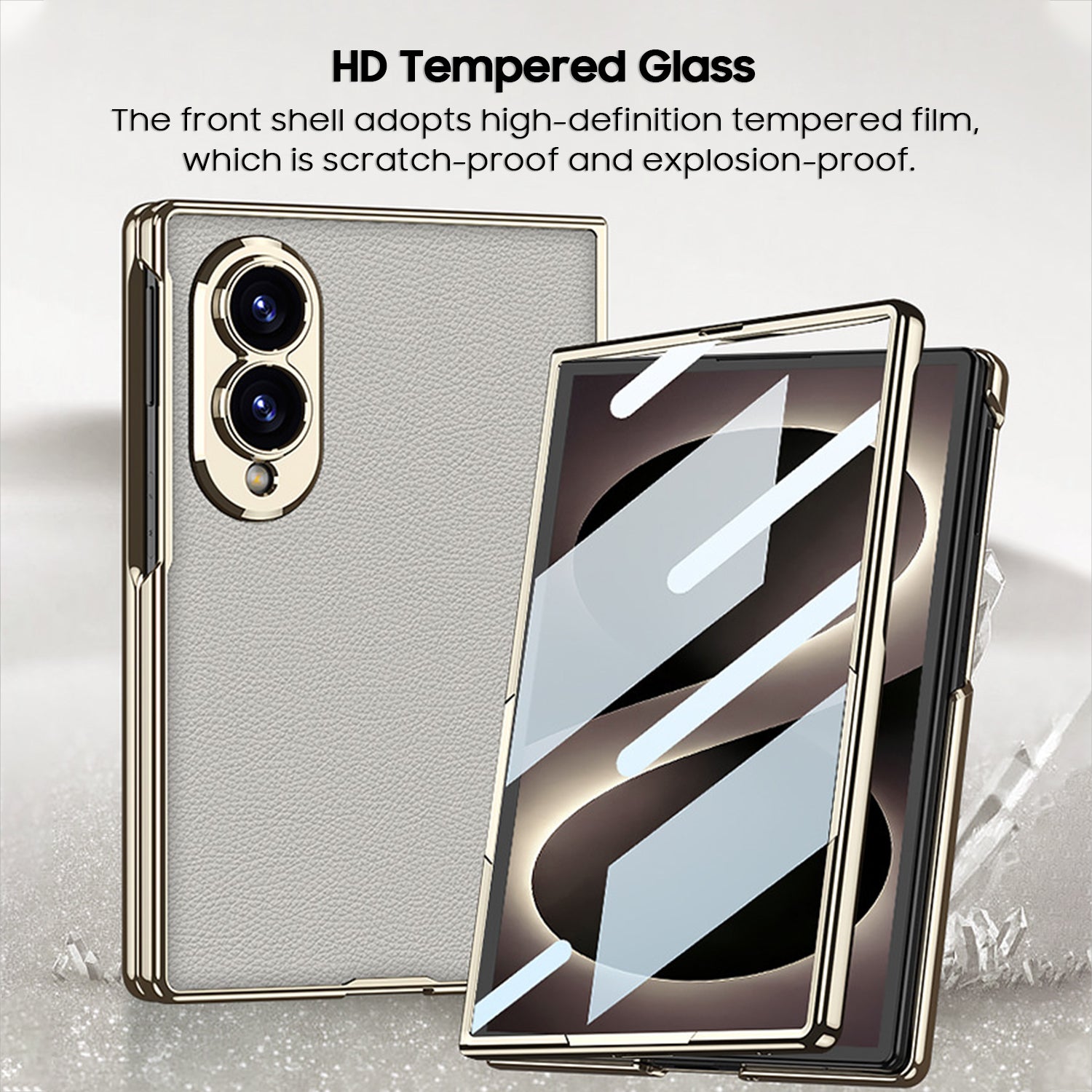 Folding Screen Electroplated Leather Case