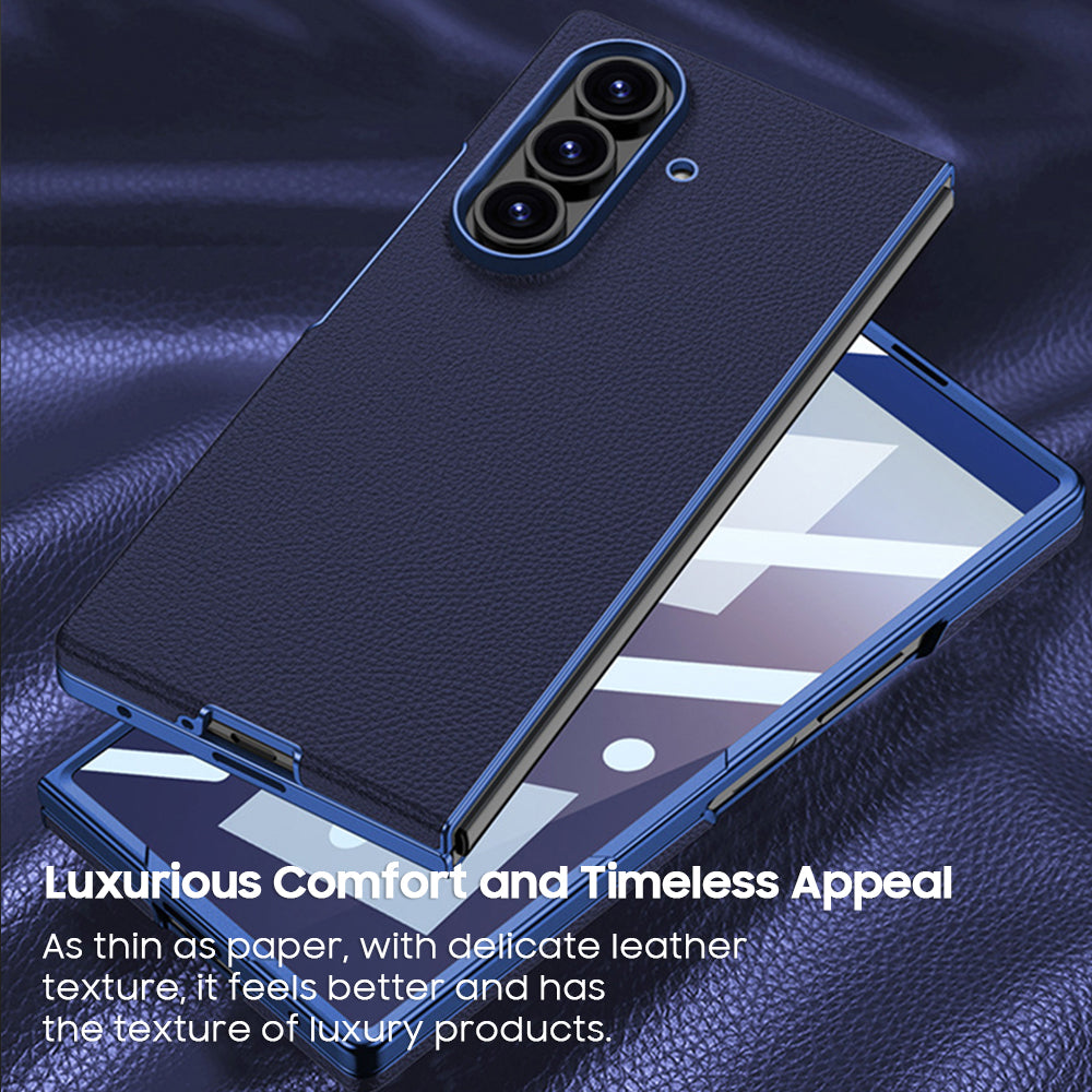 Electroplated Gold-Edged Leather Case with MagSafe