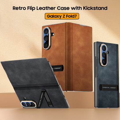Retro Flip Leather Case with Kickstand