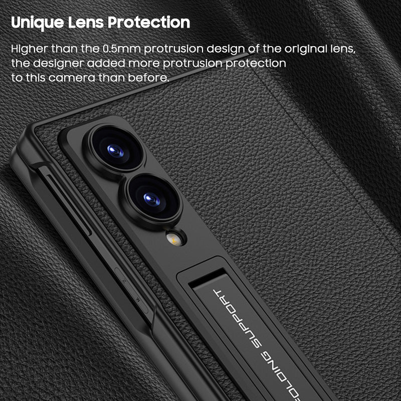 Electroplated Bracket All-Inclusive Hinge Leather Case