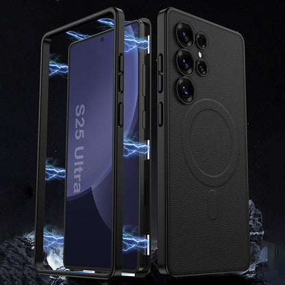 Skin-Feeling Magnetic Frame Leather Case with MagSafe