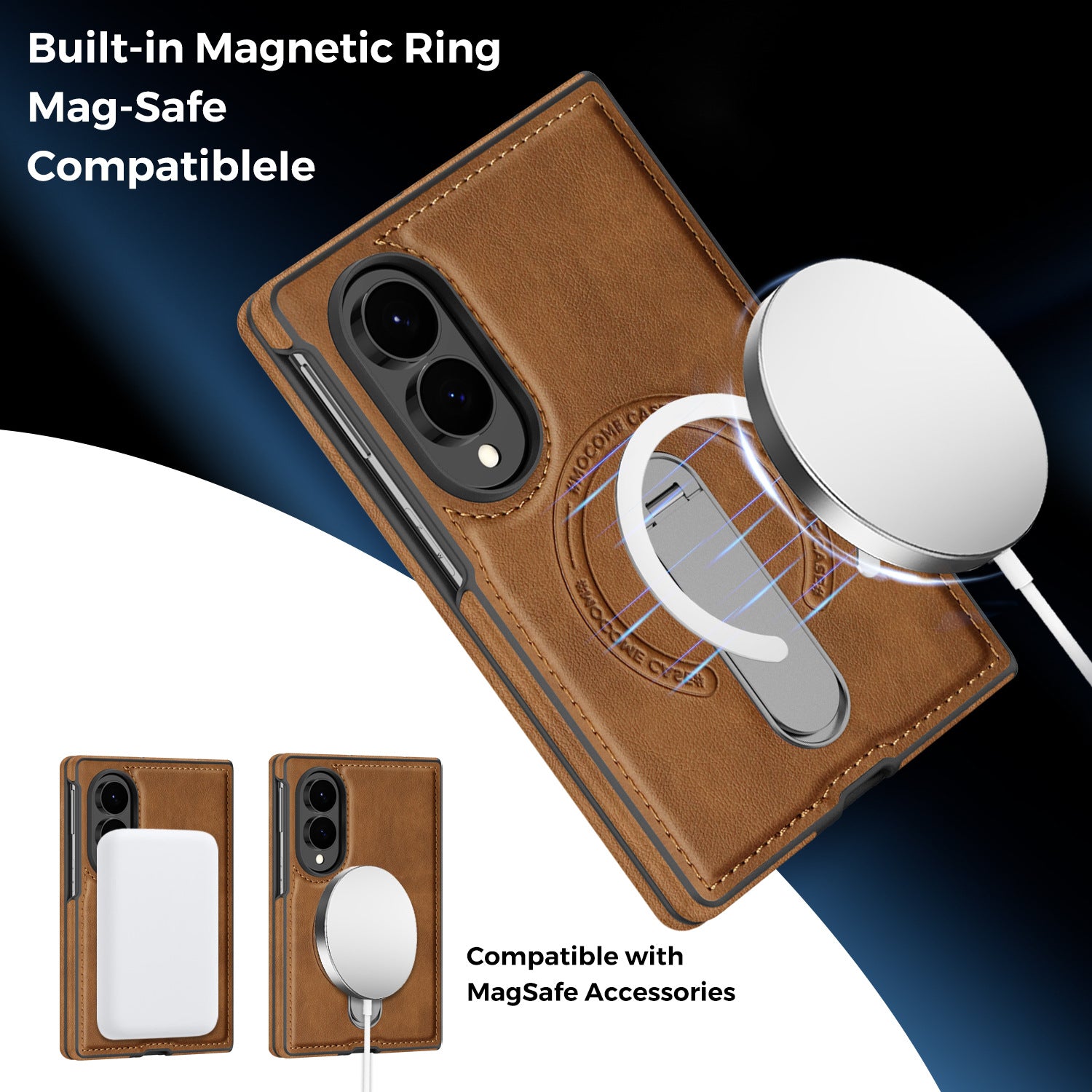 Folding Stand Business Leather Case