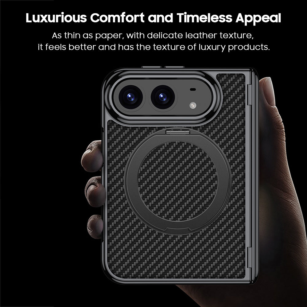Built-in Magnetic Rotating Ring Kickstand Leather Case