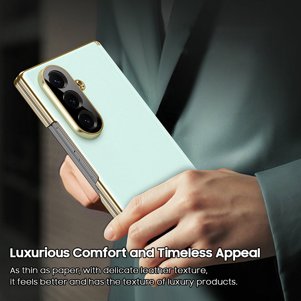 Full-Coverage Hinged Protective Electroplated Leather Case