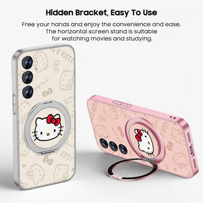 Hello Kitty Rotating Bracket Leather Case with Lanyard