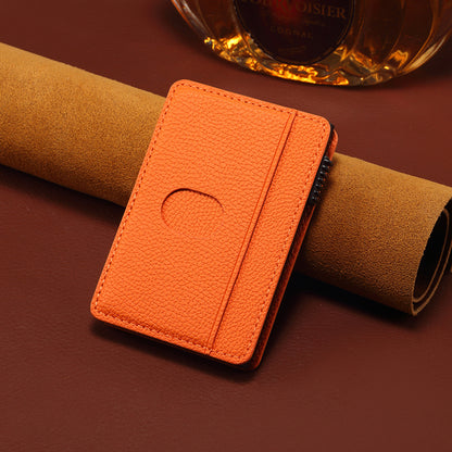 Lychee-Patterned Leather Magnetic Wallet