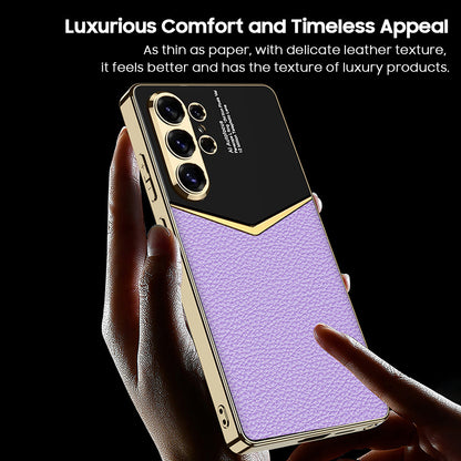 Fashionable Electroplated Stitching Leather Case
