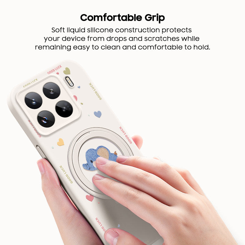 Baby Elephant Liquid Silicone Lanyard Case with Bracket